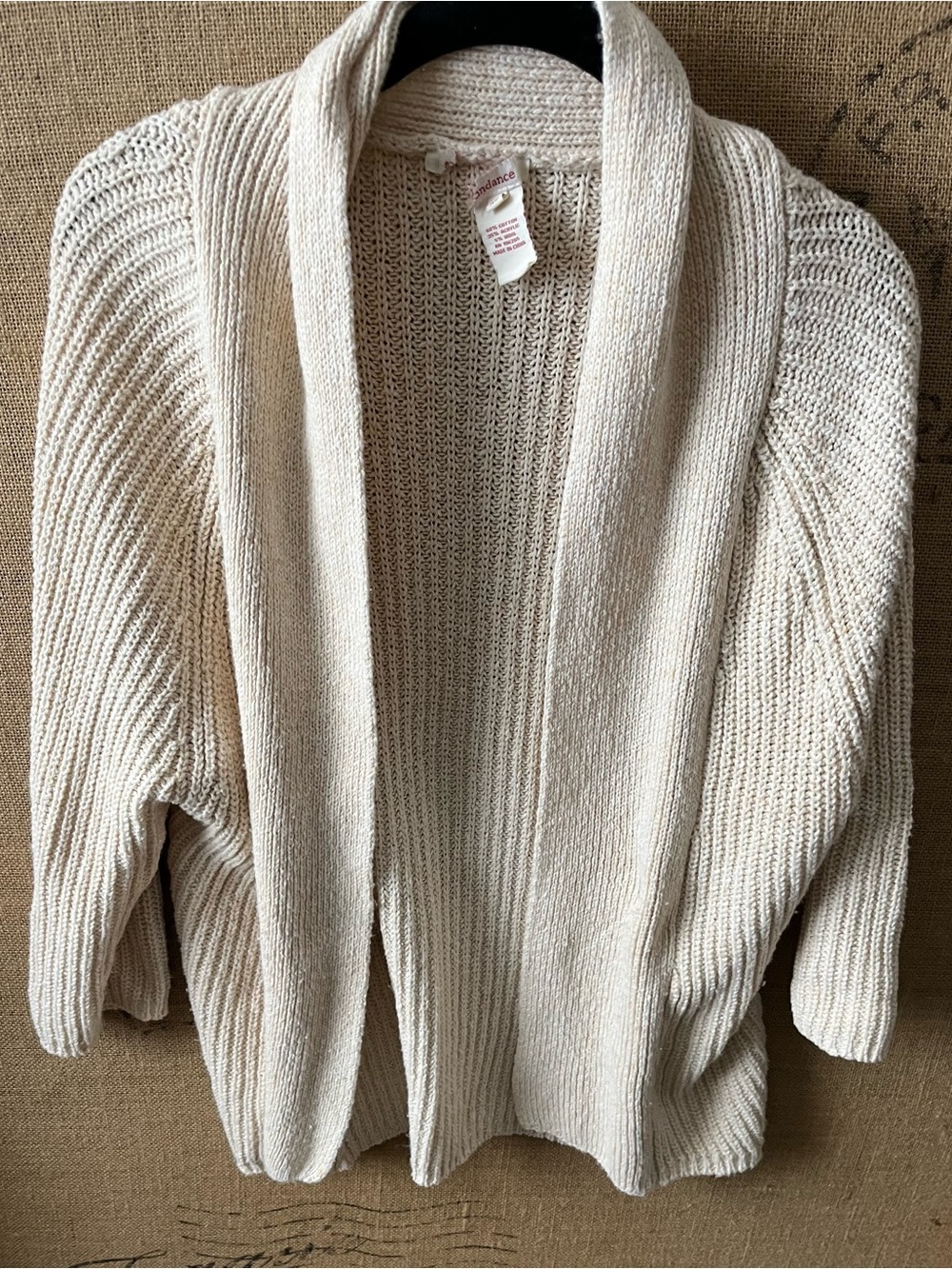 Sundance Open-Front Cream Knit Women's Cardigan Sweater